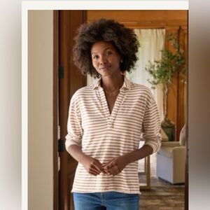 NWOT Frank & Eileen PATRICK Vintage White and Camel Stripe